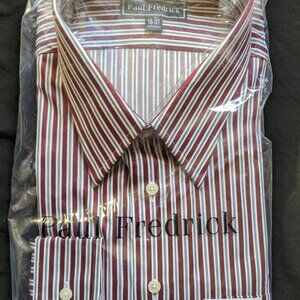 Paul Fredrick NWT Dress Shirt 18-37 Cabernet/Pine